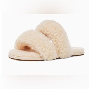 UGG Maxi Curly Scuffetta Slippers 'Cozy Minimalist Beige' Fuzzy Slides 8 Eight